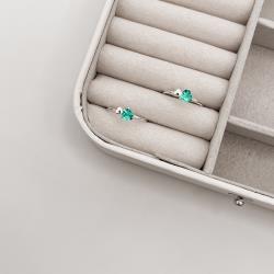 Anel zircônia coração acqua e coração