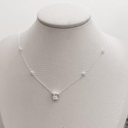 Colar entremeios zircônias redonda e coração 8mm 40+5cm