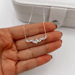 Colar entremeio zircônias navete 25mm 40+5cm