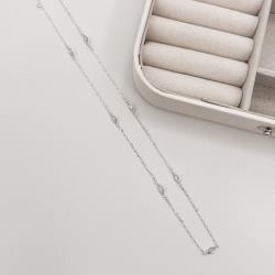 Colar entremeios zircônias navetes 6mm corrente cartier 45cm