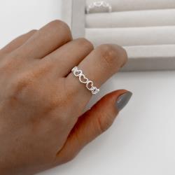 Anel corações vazados detalhe bolinha