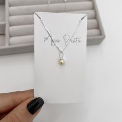 Colar pingente pérola 5mm 40cm