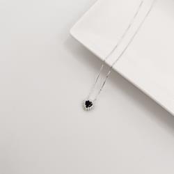 Colar zircônia coração ônix com cravejado 9mm 45cm