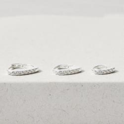 Trio argolas click gota 10, 12 e 13mm cravejada