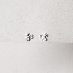 Brinco infantil corações liso, vazado e cravejado 7mm tarraxa baby