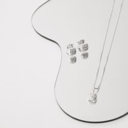Conjunto brinco e colar quadrado cravejado 6mm 40cm