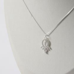 Colar pingente medalha Nsa. Sra. de Fátima com zircônias 17mm 45cm