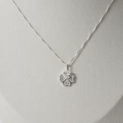 Colar pingente trevo com zircônia coração e cravejado 11mm 45cm