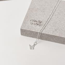 Conjunto brinco e colar borboleta vazada 8mm 40cm