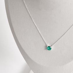 Colar entremeio zircônia redonda acqua 7mm corrente cadeado 40+5cm