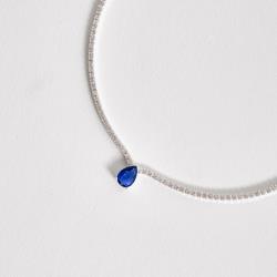 Colar Riviera 1.7 com zircônia gota azul 7mm 40+5cm