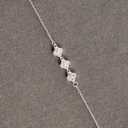 Pulseira entremeio trevos cravejados 5mm 16+5cm