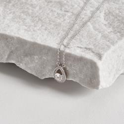 Colar entremeio moissanite 5mm com gota vazada cravejada corrente cadeadinho 45cm ródio