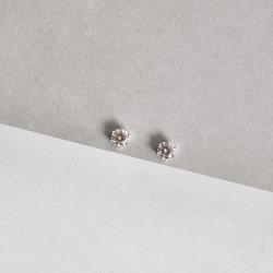 Brinco moissanite redondo cristal 5mm ródio