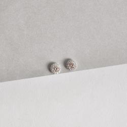 Brinco moissanite 5mm com cravejado cristal ródio