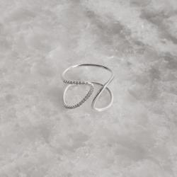 Anel aberto largo fio liso e cravejado