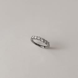 Anel meia aliança moissanite 3mm ródio