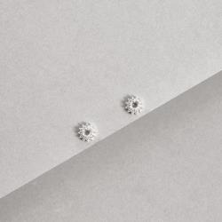 Brinco zircônia redonda cristal com cravejado 7mm