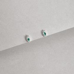 Brinco zircônia navete acqua com cravejado 9mm