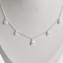 Colar pingentes zircônias gota 5 e 6mm corrente grumet 45cm