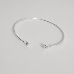 Bracelete 2 zircônias redondas embutida regulável