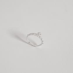 Anel fio duplo meia aliança zircônias navete e solitário 3mm