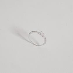 Anel meia aliança com solitário zircônia retangular 4mm