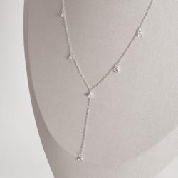 Gravatinha zircônias redonda e gota 3mm corrente cadeado 40+5cm