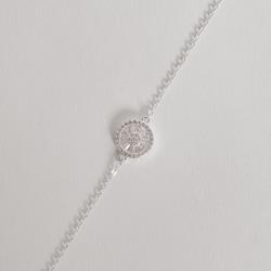 Pulseira entremeio botão cravejado 10mm corrente cadeado 16+4cm