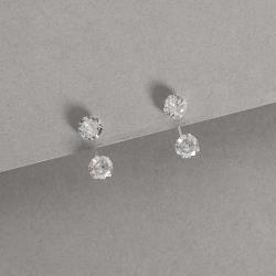 Brinco duas zircônias cristal 6mm