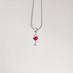 Berloque pingente taça detalhe zircônia coração rubi 12mm