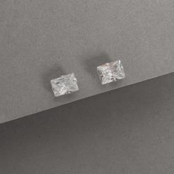Brinco zircônia retangular cristal 8x6mm