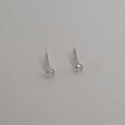 Brinco zircônia redonda cristal 4mm