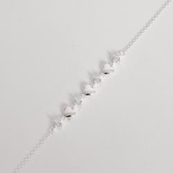 Pulseira entremeios zircônias e corações 16+4cm