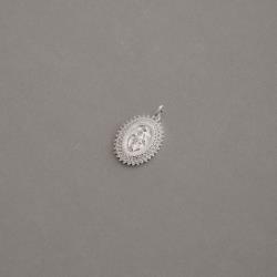 Pingente medalha Nsa. Sra. das Graças com cravejado duplo 21mm 