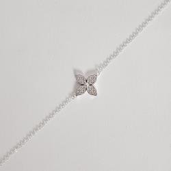 Pulseira entremeio flor cravejada 15mm 16+4cm