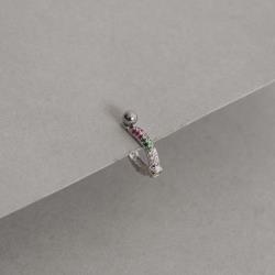 Piercing cravejado duplo colorido detalhe zircônia haste