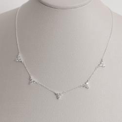 Colar entremeios 3 zircônias 6mm 40+5cm