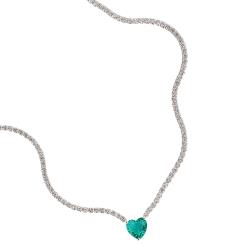 Colar Riviera 2.1 com zircônia coração turmalina 9mm 40+5cm