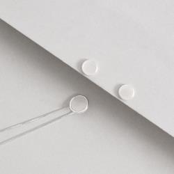 Conjunto brinco e colar círculo perolado resina 10mm 45cm