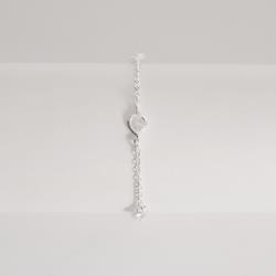 Pulseira entremeio zircônias coração 7mm corrente elo português