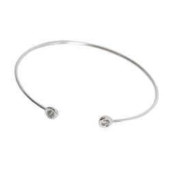 Bracelete 2 zircônias redondas embutida regulável