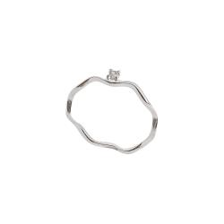 Anel fio ondulado com zircônia