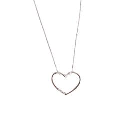 Colar pingente coração vazado com cravejado 20mm 45cm