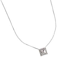 Colar pingente zircônia quadrada com cravejado 10mm 45cm