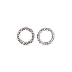 Brinco círculo vazado cravejado 14mm