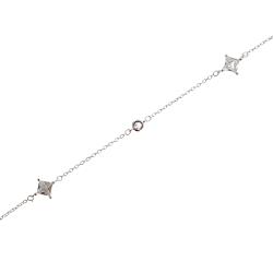 Pulseira entremeio zircônias redonda 3mm e losango 6mm 16+4cm