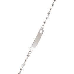 Pulseira infantil placa com coração vazado e bolas 16cm
