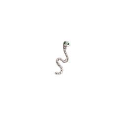 Piercing haste cobra desenhada com zircônia verde 12mm orelha direita