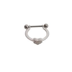 Piercing conch detalhe coração cravejado 14mm haste